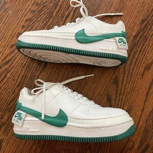 Nike Air Force 1 Low White and Green Sneakers
